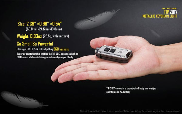 Nitecore TIP / TIP SS USB Rechargeable 360 Lumen LED Keychain Flashlight torch light