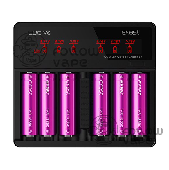Efest LUC V6 LCD & USB 6 Slots Charger